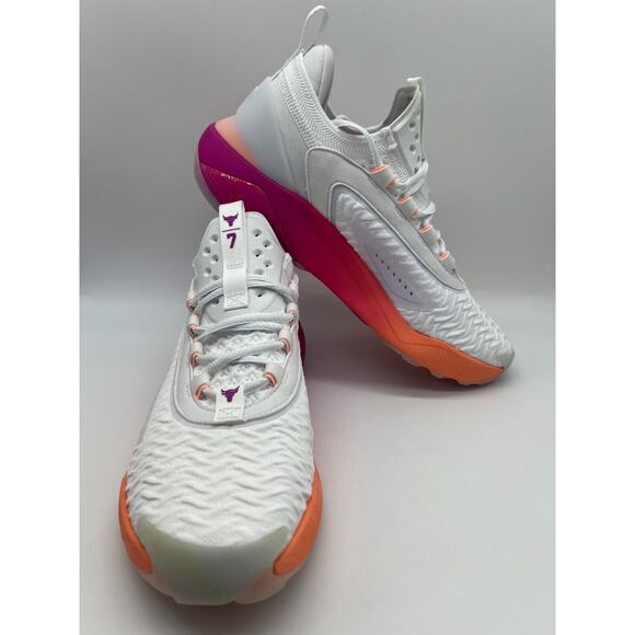 Under Armour Project Rock 7 White Vivid Magenta 30227600-101 Men's Size 10 - Picture 5 of 12